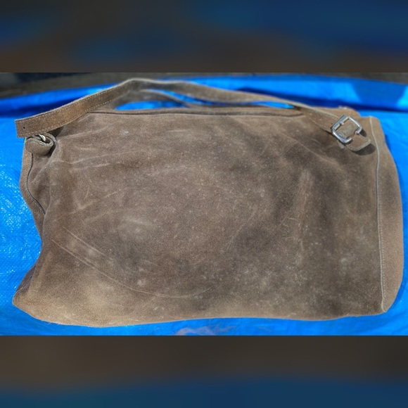 Light Brown suede bag with black studded detail - Picture 5 of 7